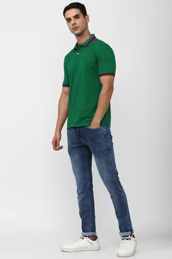 PETER ENGLAND MEN GREEN BEST SOLID POLO NECK POLO T-SHIRTS