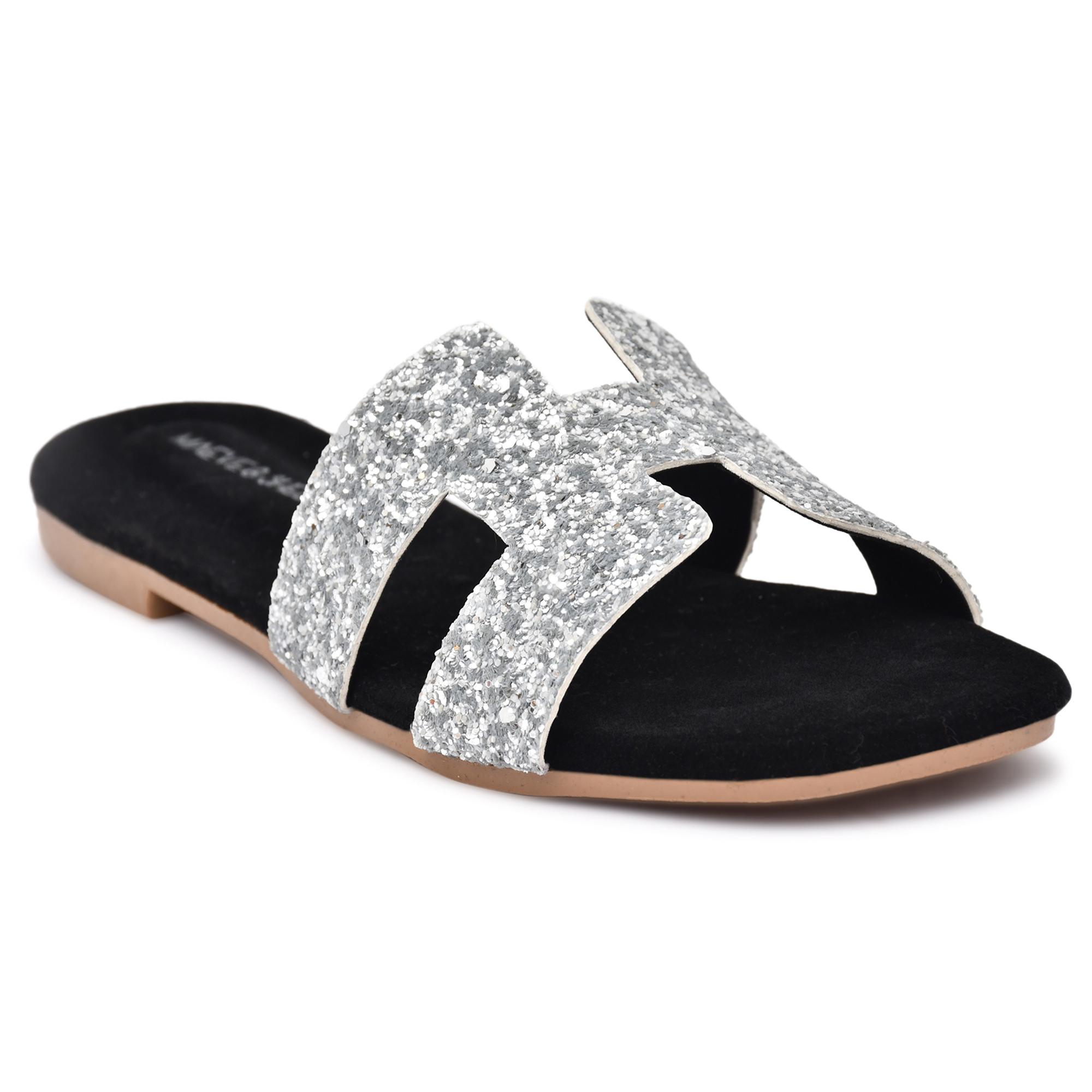 MAEVE AND SHELBY WOMEN STYLISH SILVER FLATS FOR OCCASION AND CASUAL WEAR