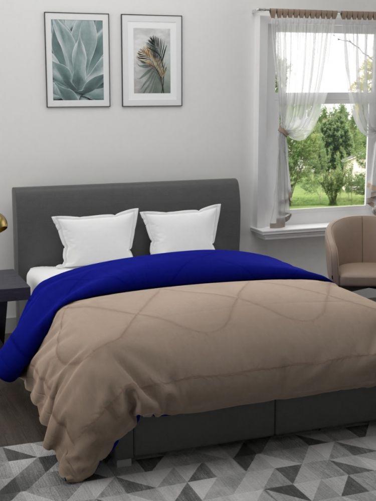 The Home Story Reversible King Size Comforter 90x100 Inches 220 GSM (Taupe & Blue)