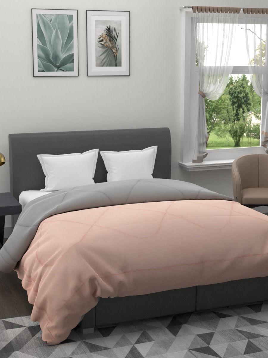 The Home Story Reversible King Size Comforter 90x100 Inches 220 GSM (Pink & Taupe)