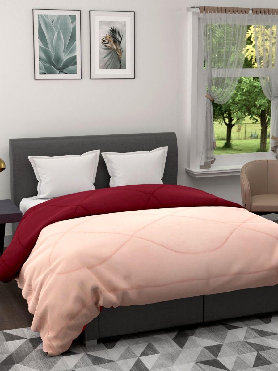 The Home Story Reversible King Size Comforter 90x100 Inches 220 GSM (Peach & Maroon)