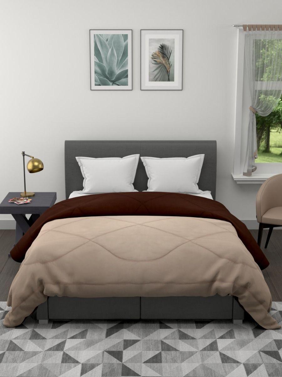 The Home Story Reversible King Size Comforter 90x100 Inches 220 GSM (Taupe & Brown)