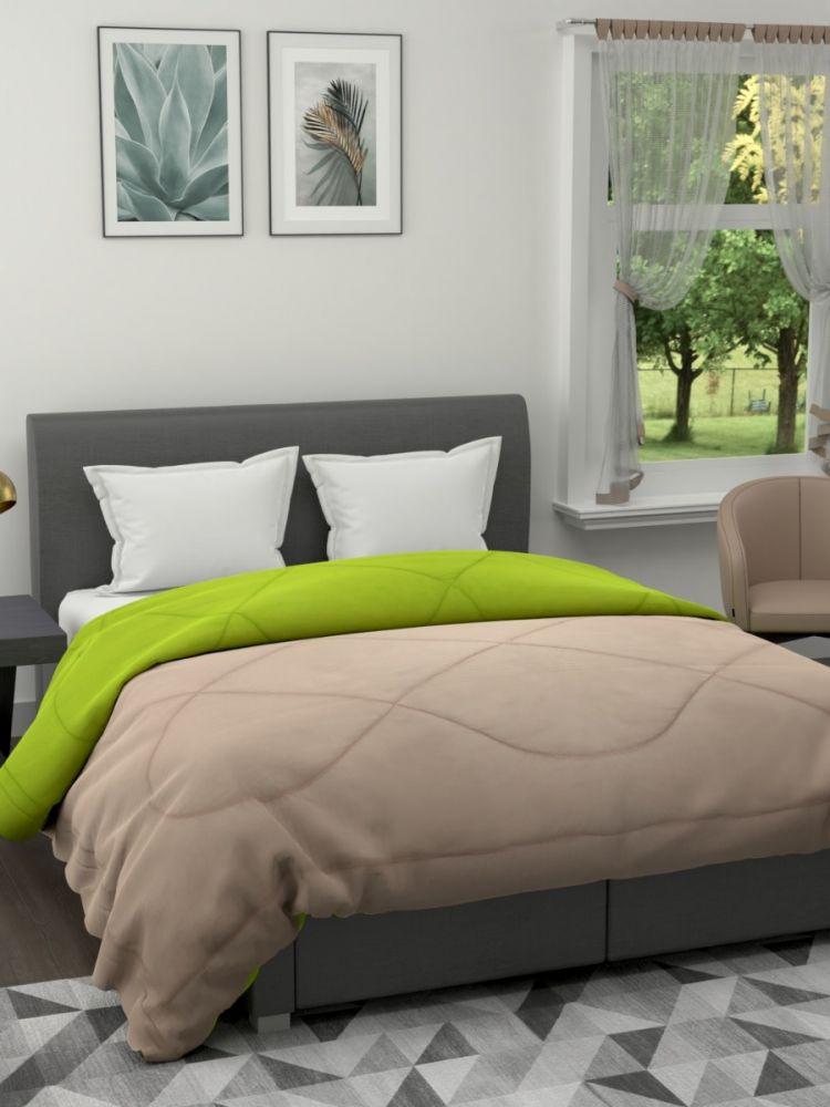 The Home Story Reversible King Size Comforter 90x100 Inches 220 GSM (Taupe & Green)