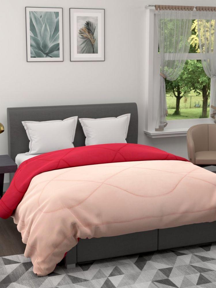 The Home Story Reversible King Size Comforter 90x100 Inches 220 GSM (Peach & Pink)