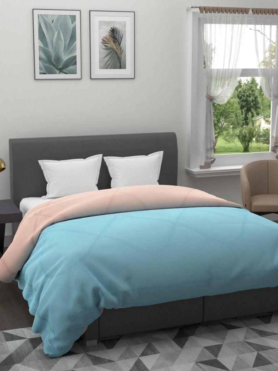 The Home Story Reversible King Size Comforter 90x100 Inches 220 GSM (Aqua & Peach)