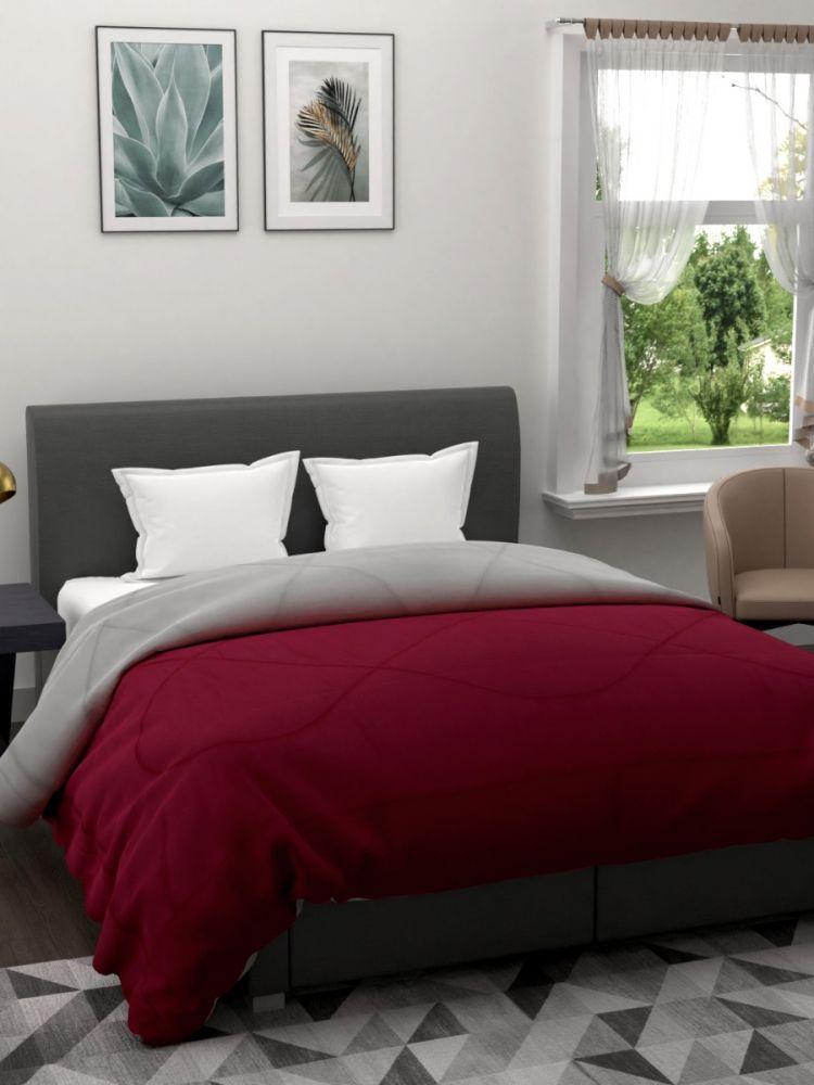 The Home Story Reversible King Size Comforter 90x100 Inches 220 GSM (Maroon & Grey)