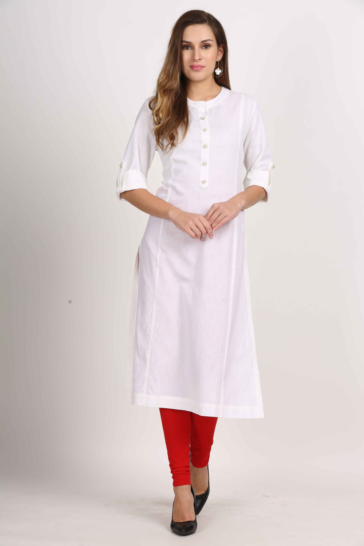 Vibgyor – White Colour Cotton Flex Straight Kurta