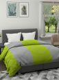 The Home Story All Weather Reversible Double Bed Quilt; Green & Grey Striped