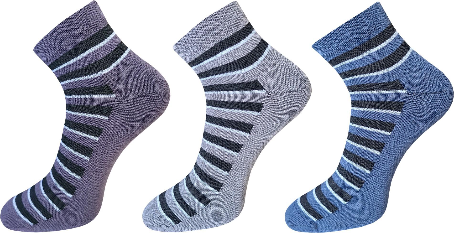 USOXO  Men Striped Ankle Length Pack of 3 socks