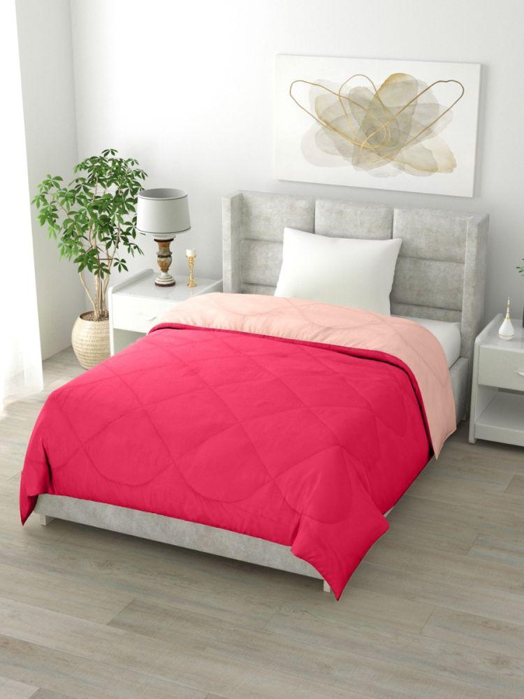 The Home Story Reversible Single Bed Comforter 200 GSM 60x90 Inches (Pink & Peach)