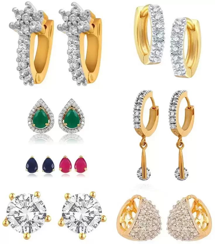 8 earring set Diamond Alloy Earring Set