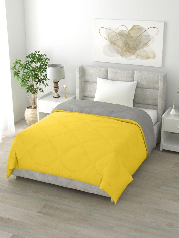The Home Story Reversible Single Bed Comforter 200 GSM 60x90 Inches (Yellow & Grey)