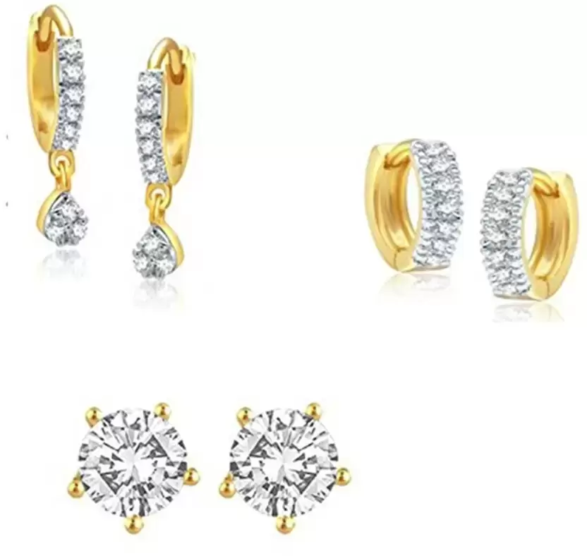 3 earring pair Diamond Alloy Earring Set