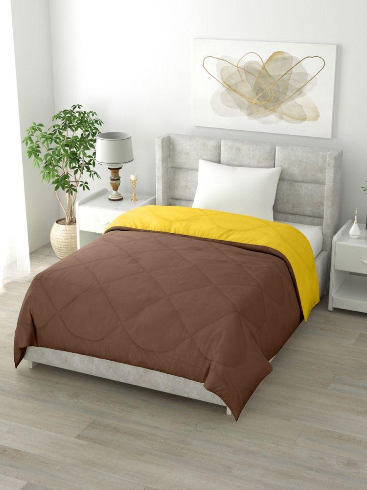 The Home Story Reversible Single Bed Comforter 200 GSM 60x90 Inches (Yellow & Brown)