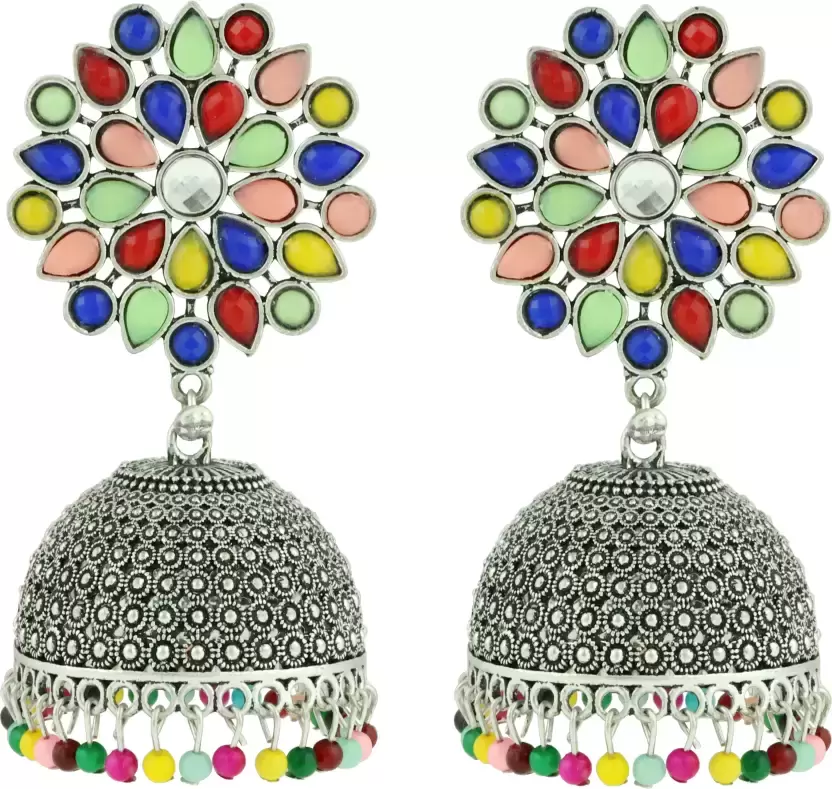 Traditional Beads Alloy Multi color Jhumki Earring