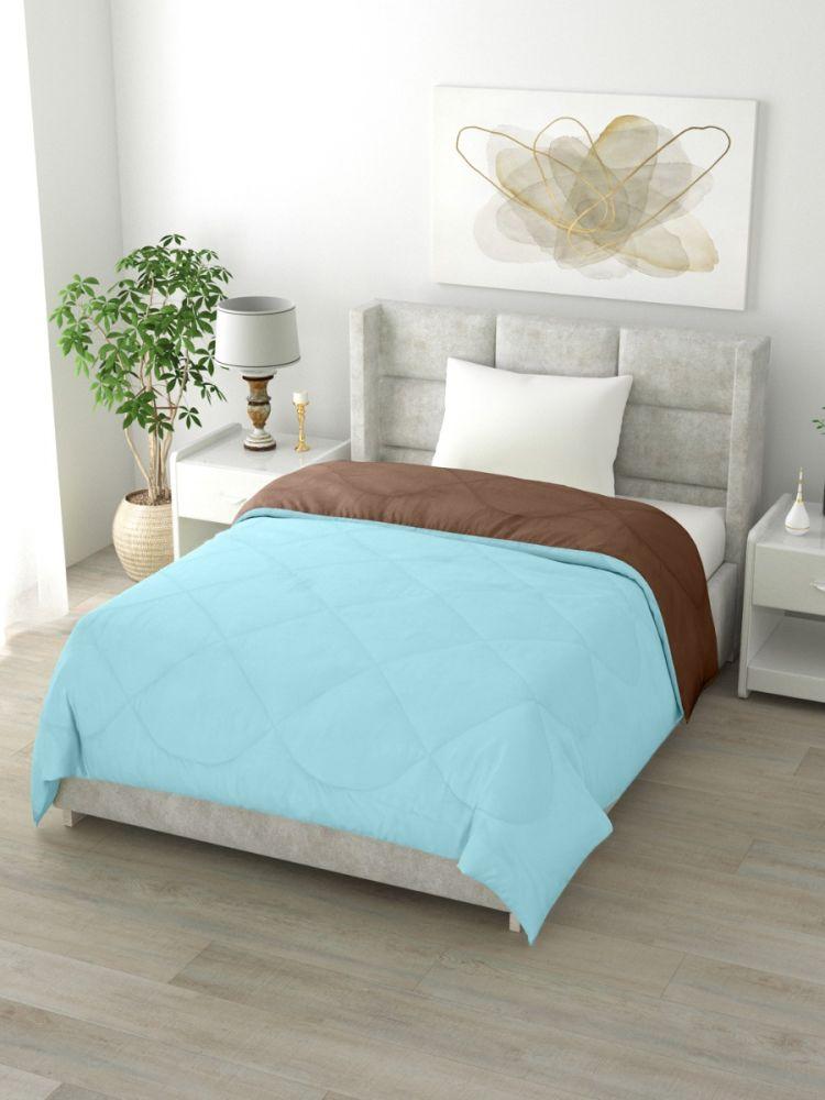 The Home Story Reversible Single Bed Comforter 200 GSM 60x90 Inches (Aqua Blue & Brown)