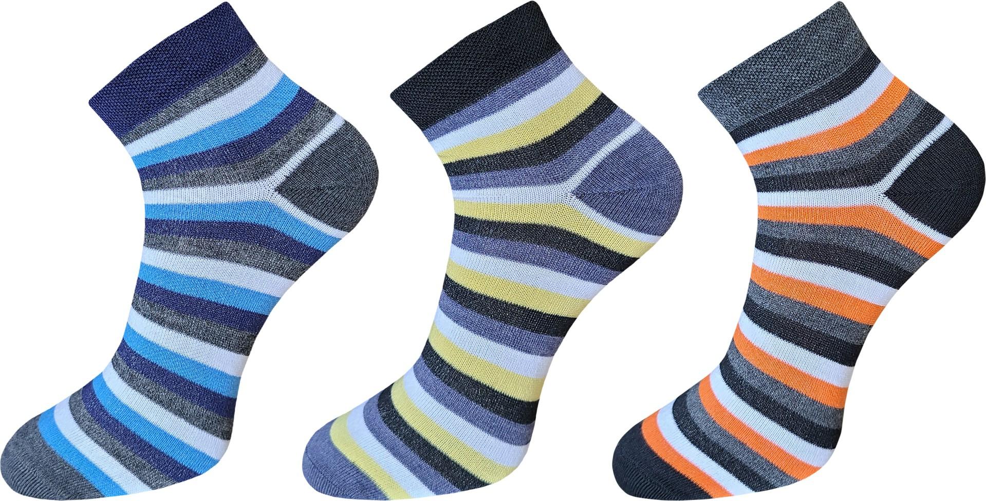 USOXO  Men Striped Ankle Length Pack of 3 Good Quality Socks