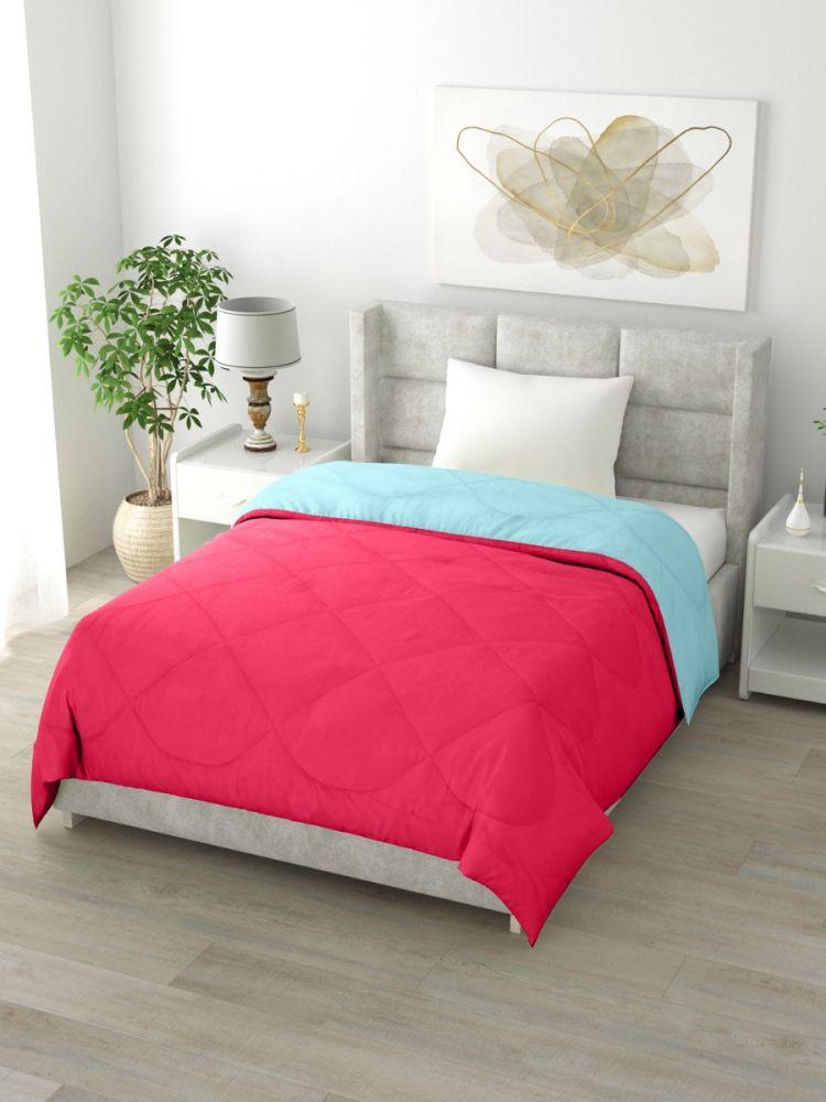 The Home Story Reversible Single Bed Comforter 200 GSM 60x90 Inches (Pink & Aqua Blue)