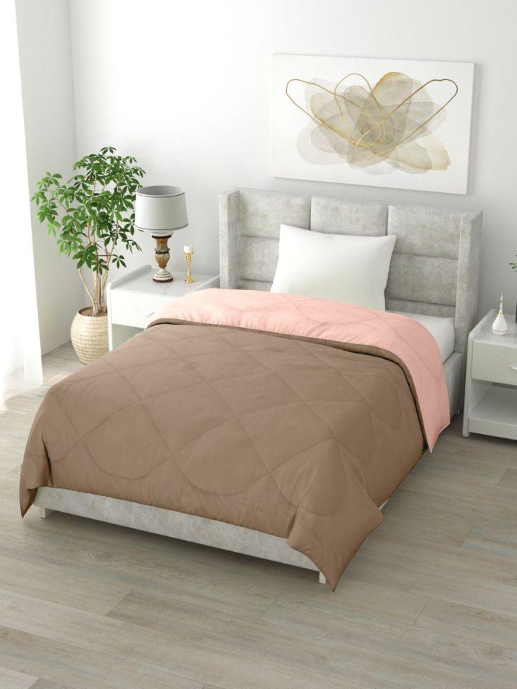 The Home Story Reversible Single Bed Comforter 200 GSM 60x90 Inches (Peach & Taupe)
