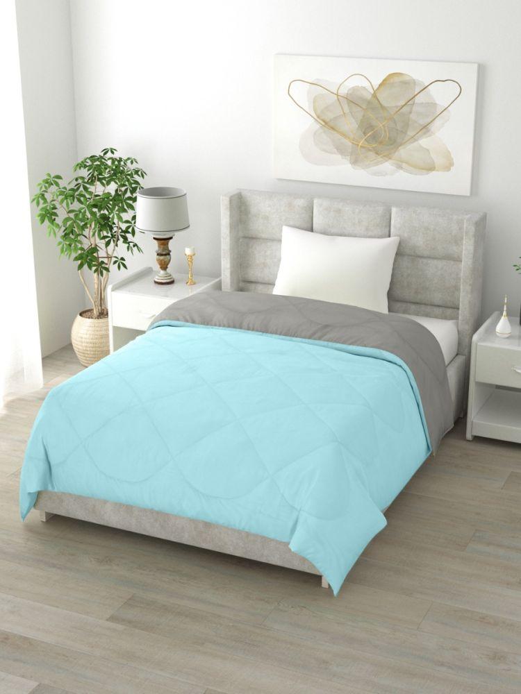 The Home Story Reversible Single Bed Comforter 200 GSM 60x90 Inches (Aqua Blue & Grey)