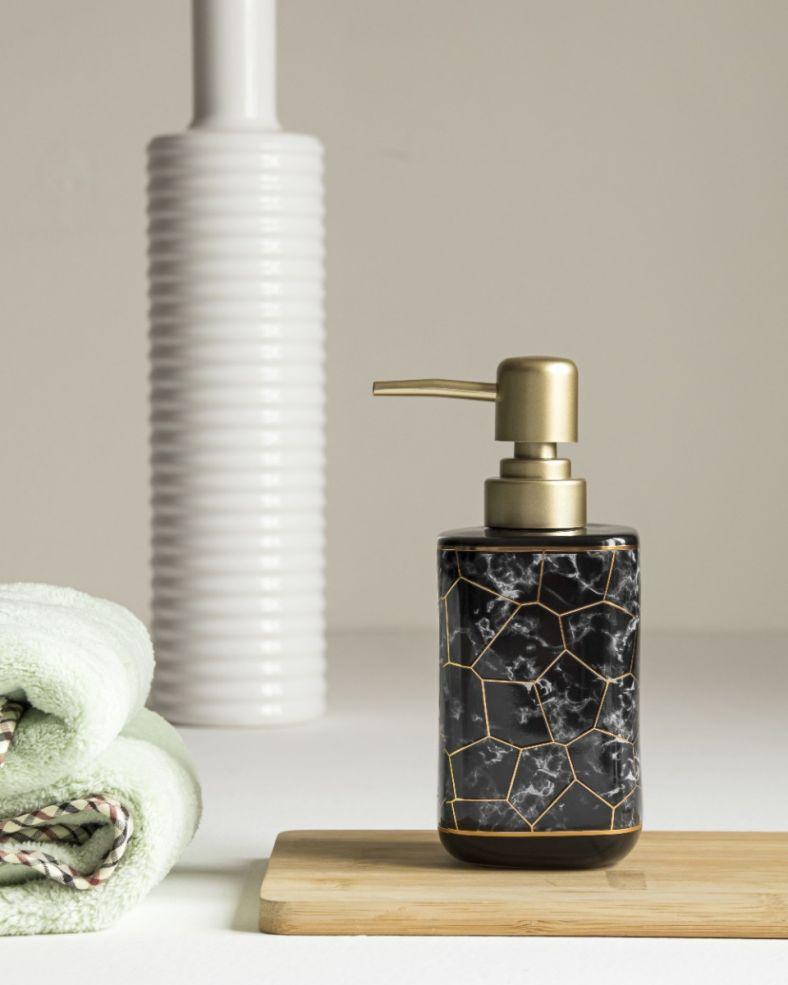 The Home Story Soap Dispenser Black Golden,; Ceramic