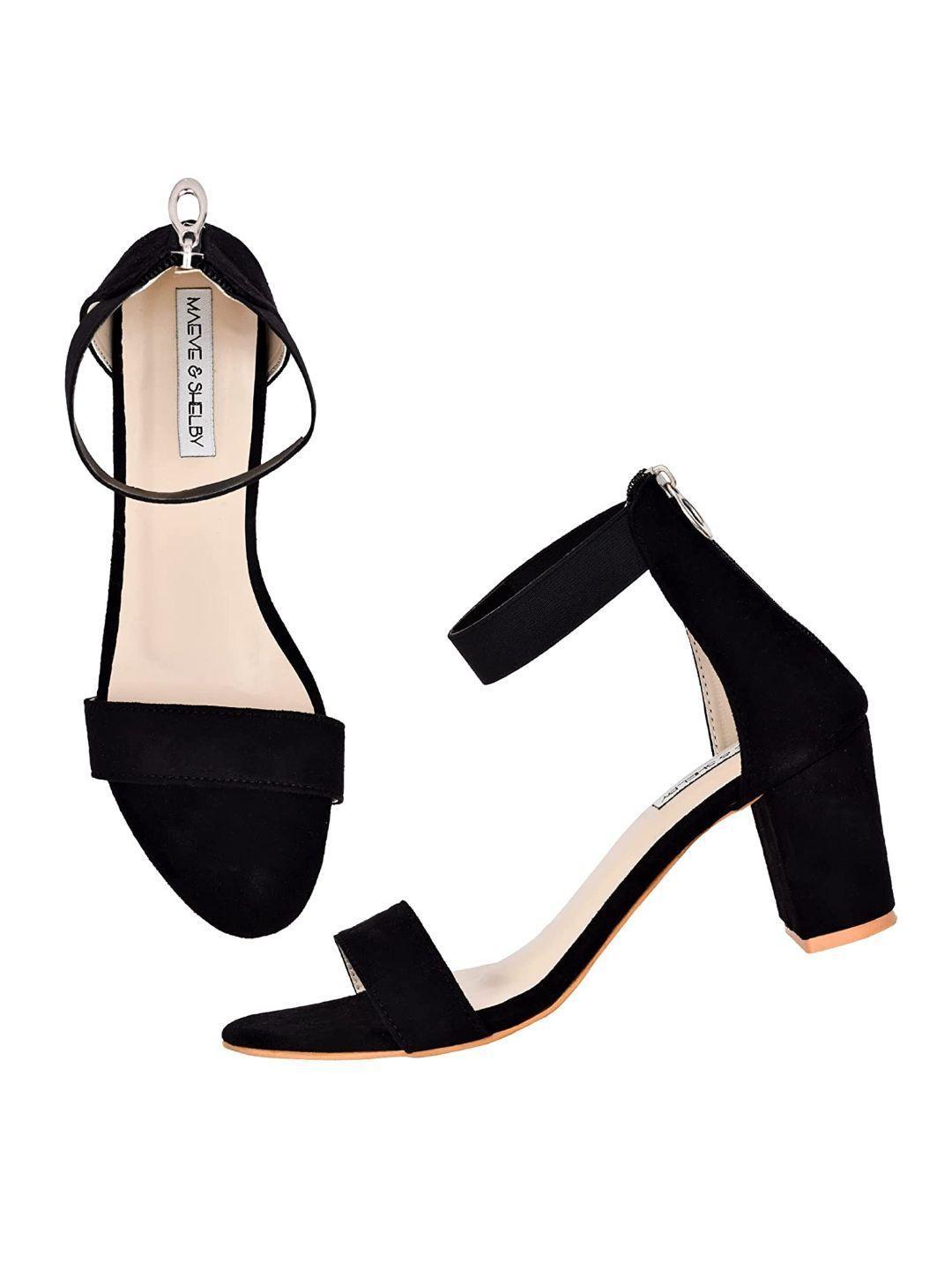 MAEVE & SHELBY Women Stylish Fashion Block Heels Black Sandals