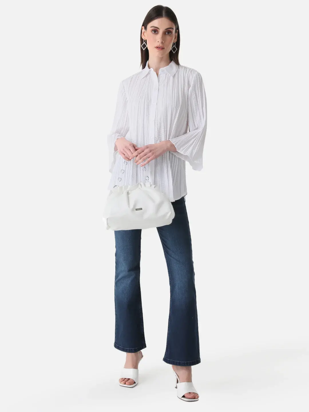 KAZO Pleated Shirt With Flared Sleeves