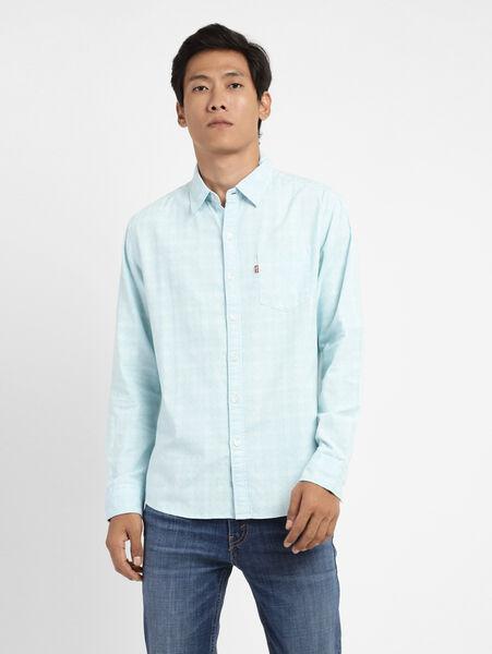 LEVI'S MEN'S COOL BLUE & WHITE PRINTED CASUAL SHIRT