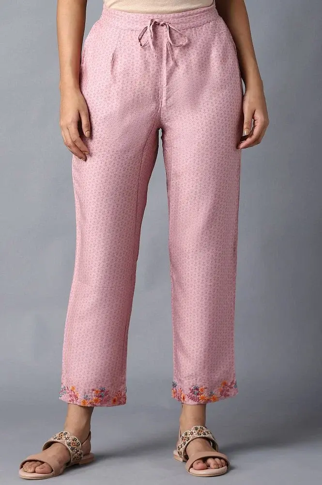 W Nectar Pink Floral Printed Straight Pants