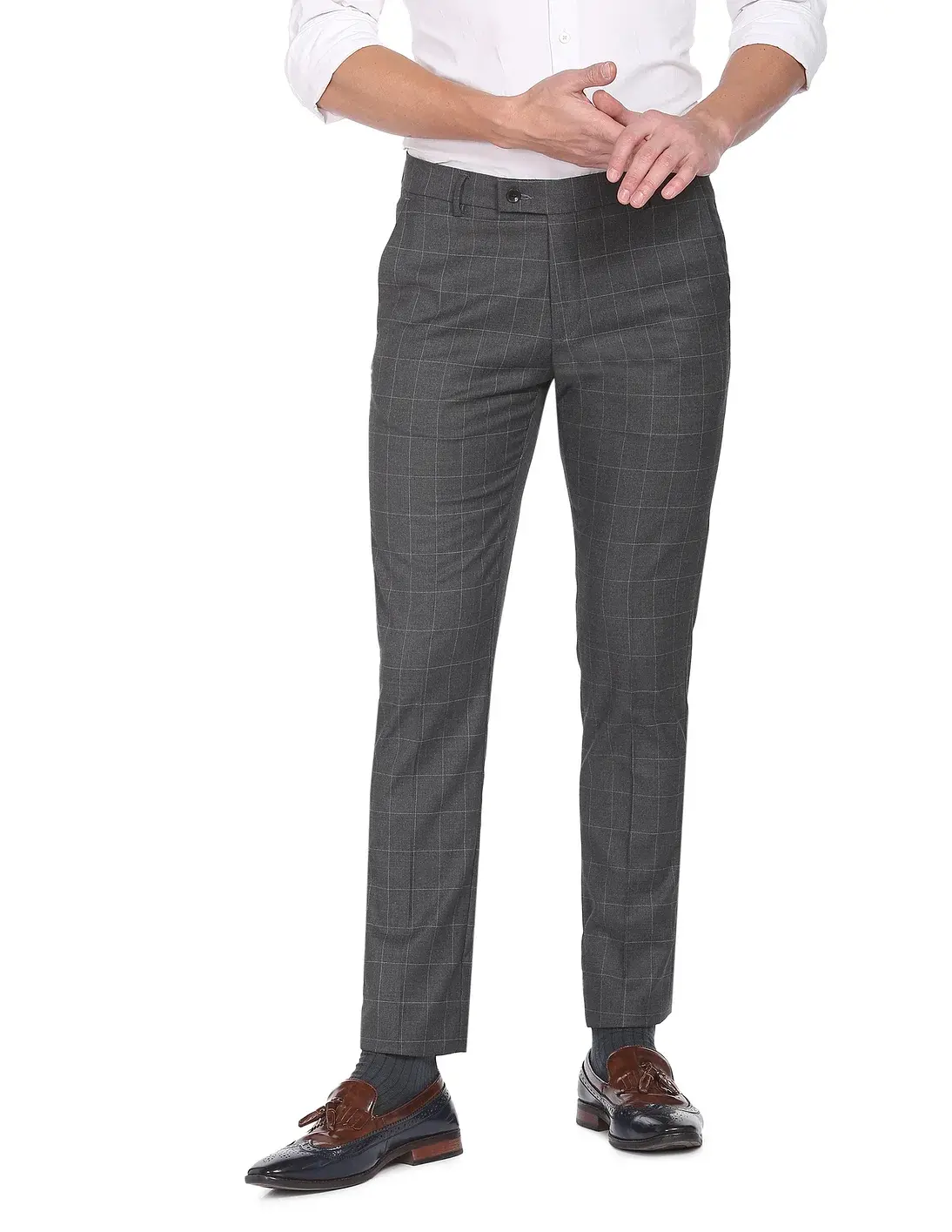 ARROW Men Grey Smart Flex Formal Trousers