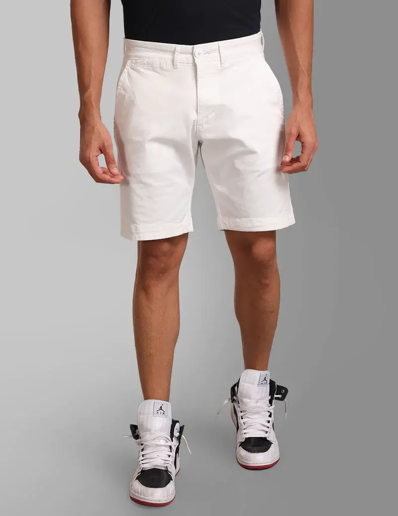 Kazo Stretch Cotton White Chinos Shorts