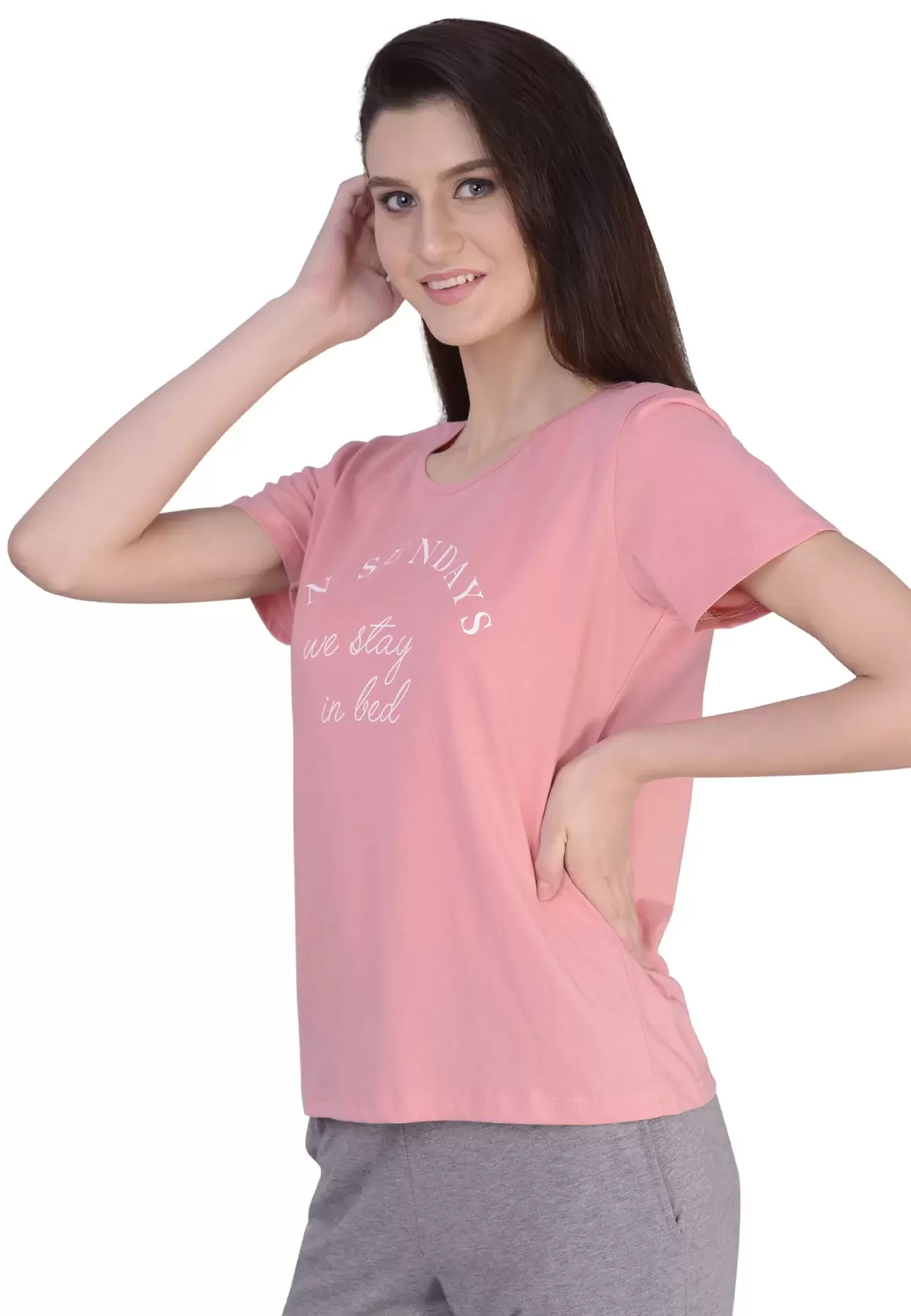 DUSTY PINK PRINTED T-SHIRT