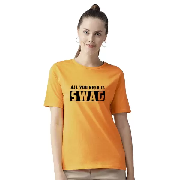 Swag Printed Women T-Shirt Yellow