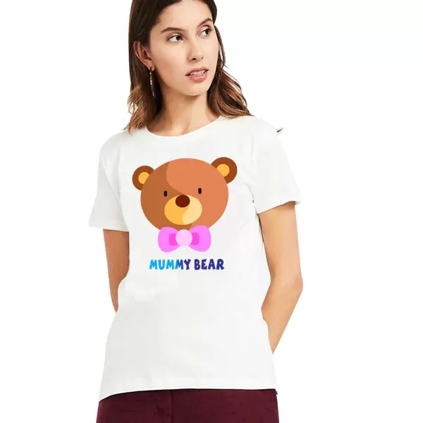 Mummy Bear Printed Women T-Shirt_WT