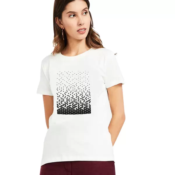 Triangle Pattern Printed Women T-Shirt-WT