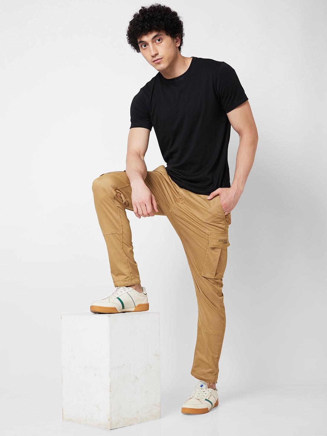 Mid Rise Cargo Trousers For Men By Spykar