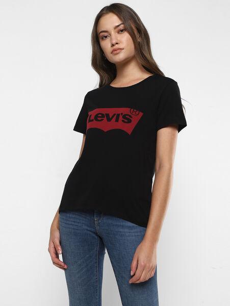 LEVI'S WOMEN'S LOGO BLACK CREW NECK T-SHIRT