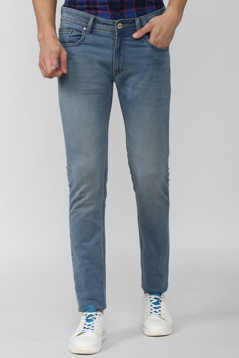 Peter England  Men Blue Light Wash Low Skinny Fit Jeans