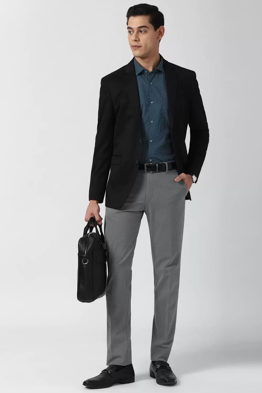 Peter England Men Black Solid Slim Fit trendy Formal Blazer