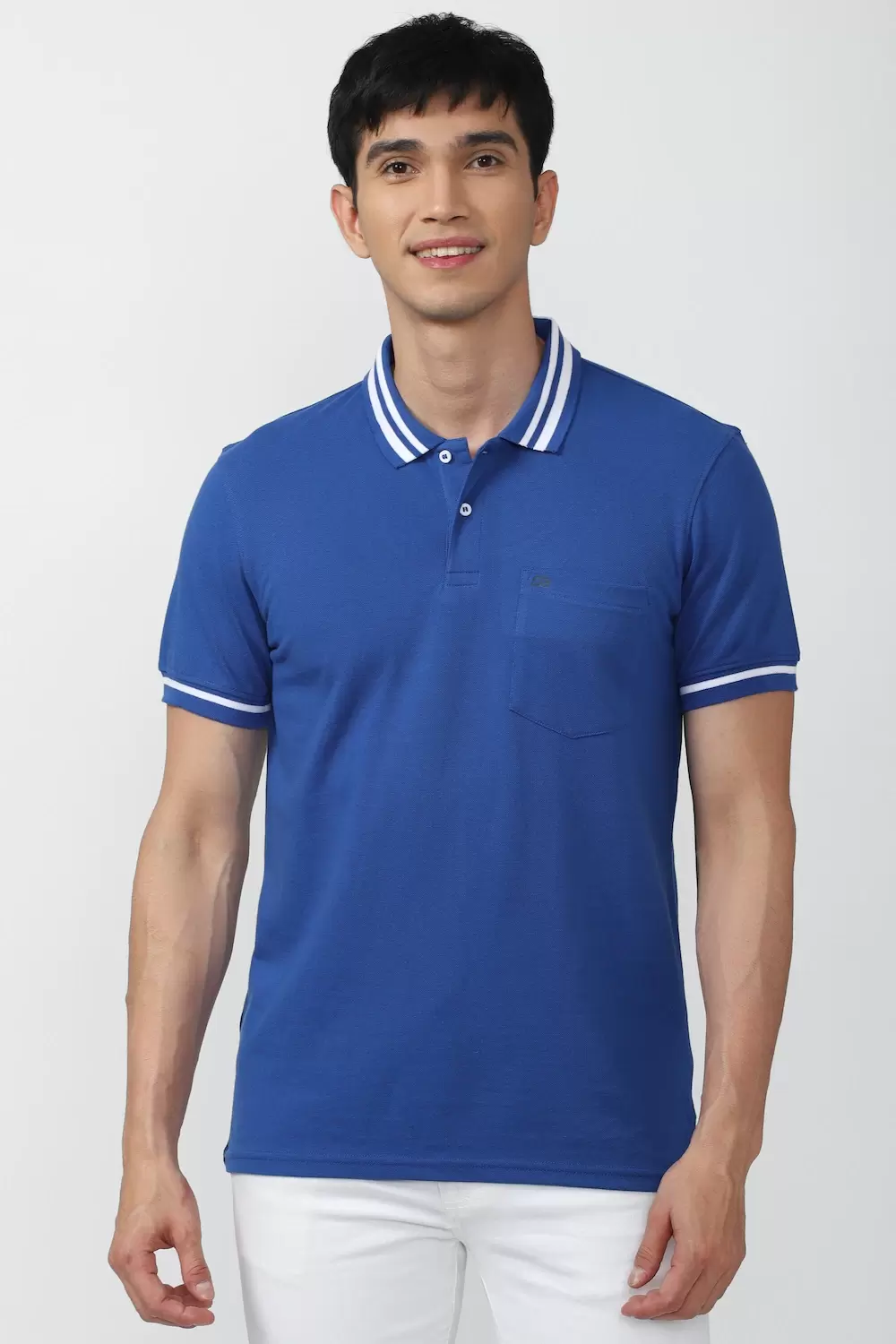 Peter England  Men Blue Solid Polo Neck best Polo T-Shirts