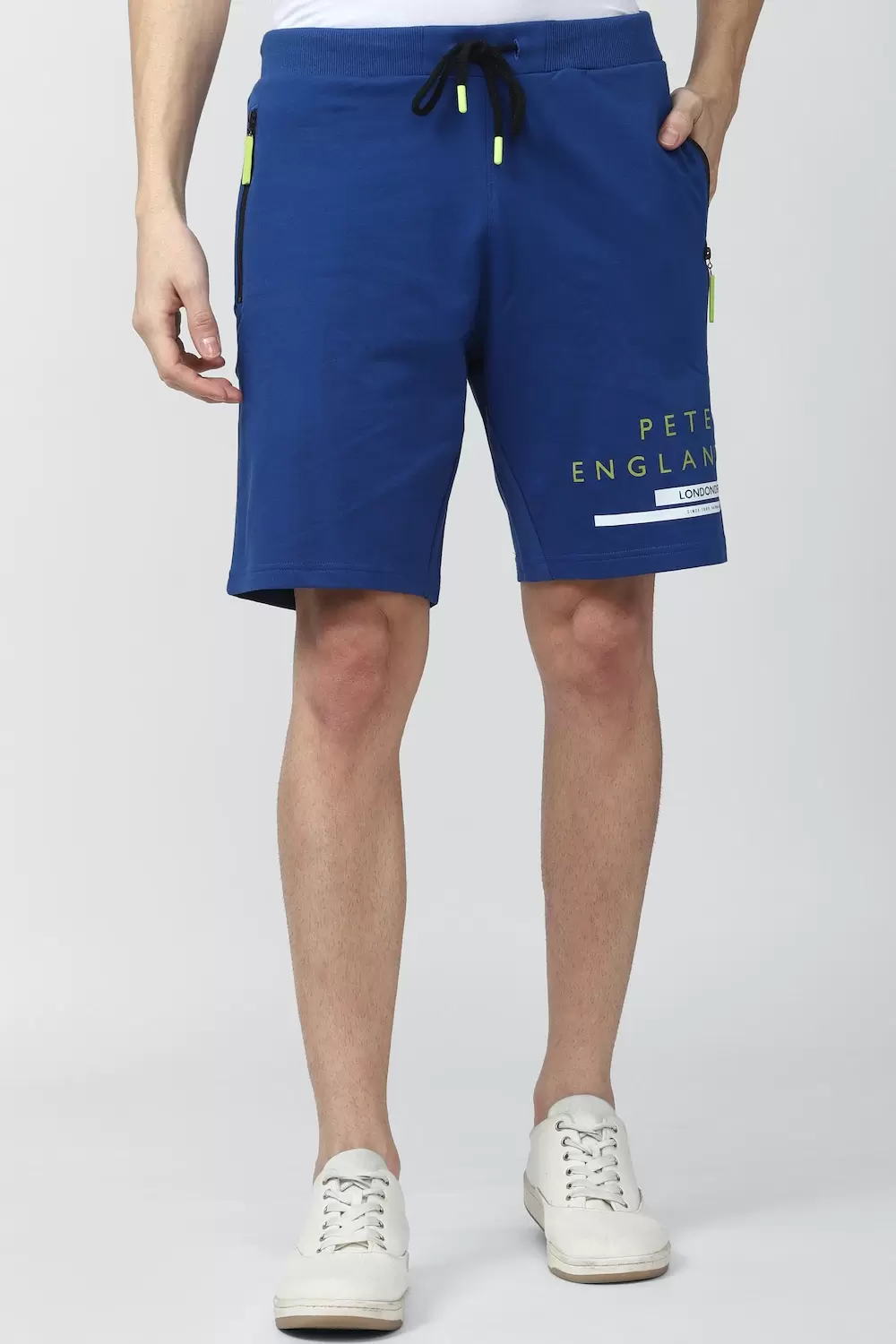 Peter England Men Blue Graphic Print Regular Fit Casual Shorts