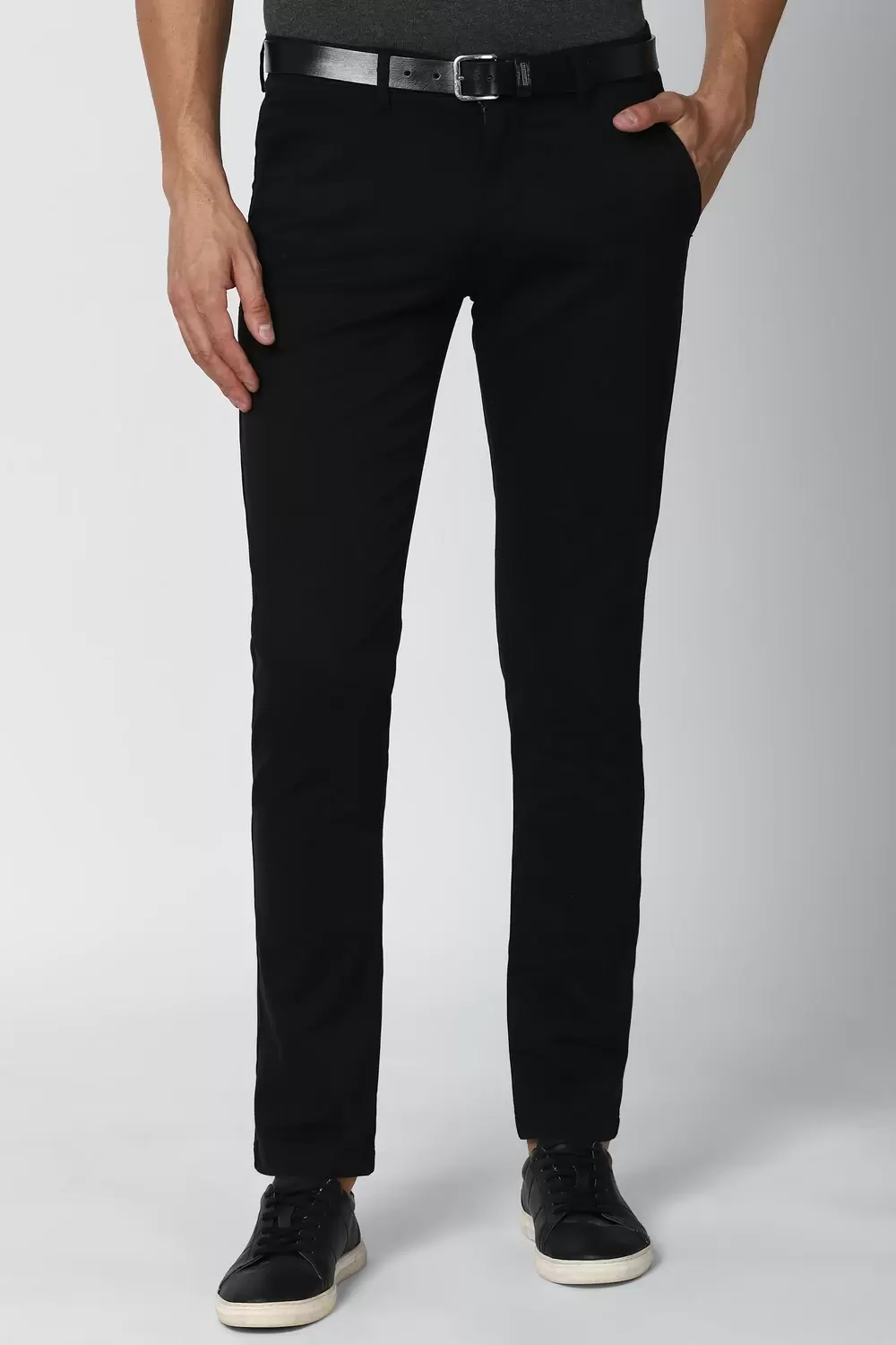 Peter England  Men Black Solid Slim Fit good Casual Trousers