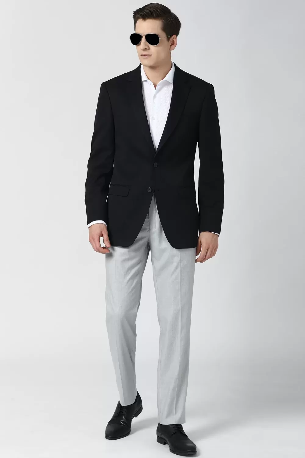Peter England Men Black Solid Regular Fit Formal Blazer