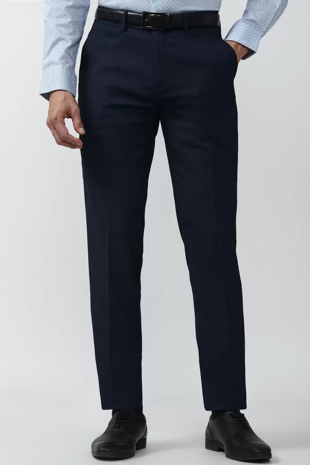 Peter England  Men Navy Solid best Slim Fit Formal Trousers