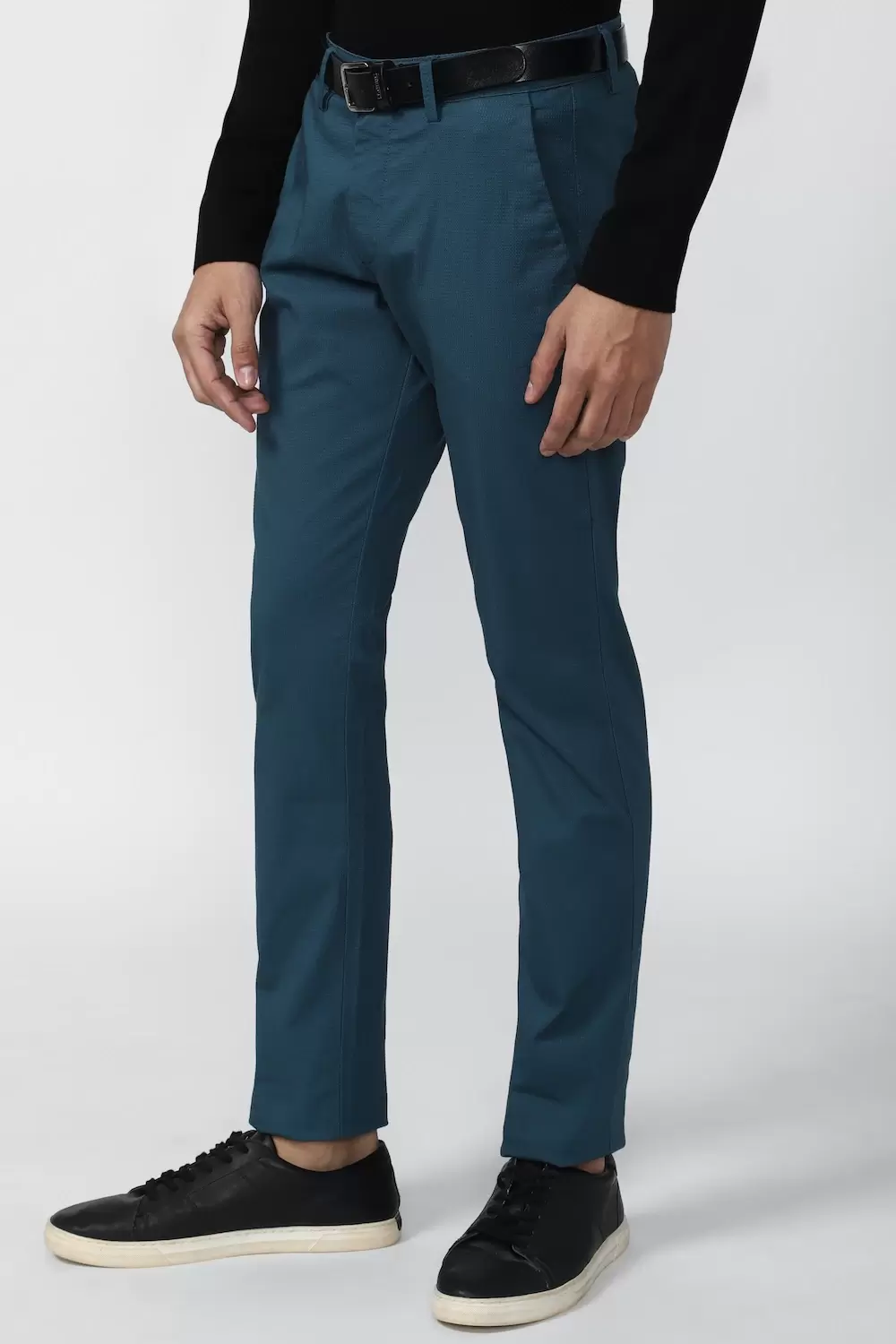 Peter England Blue Slim Fit Trousers