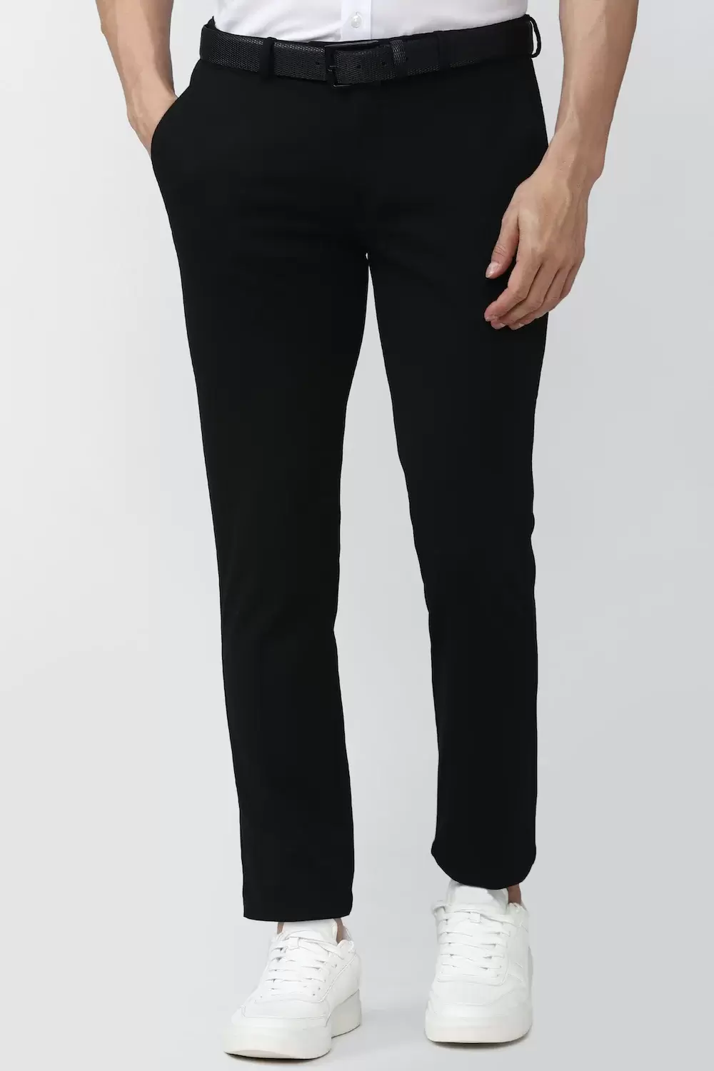 Peter England  Men Black Solid best Super Slim Fit Casual Trousers