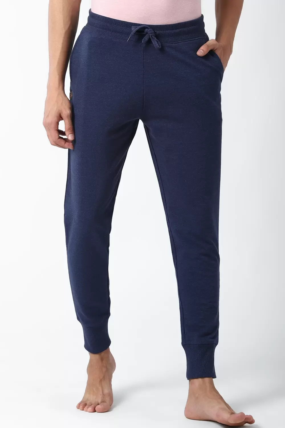 Peter England Men Navy Solid Casual Track Pants
