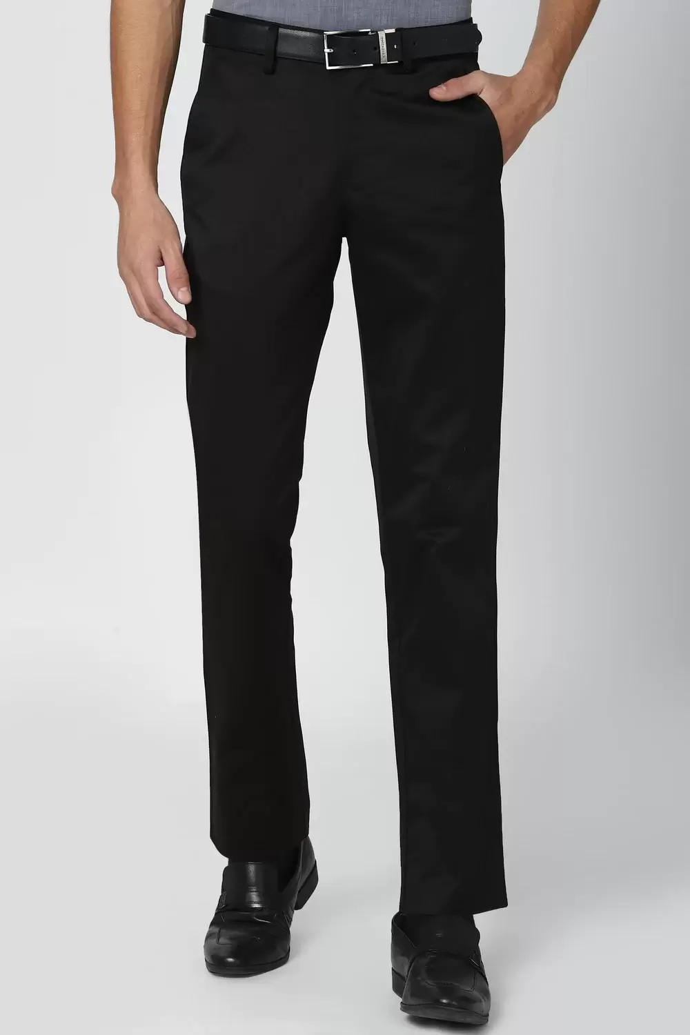 Peter England Men Black Solid Slim Fit Formal Trouser