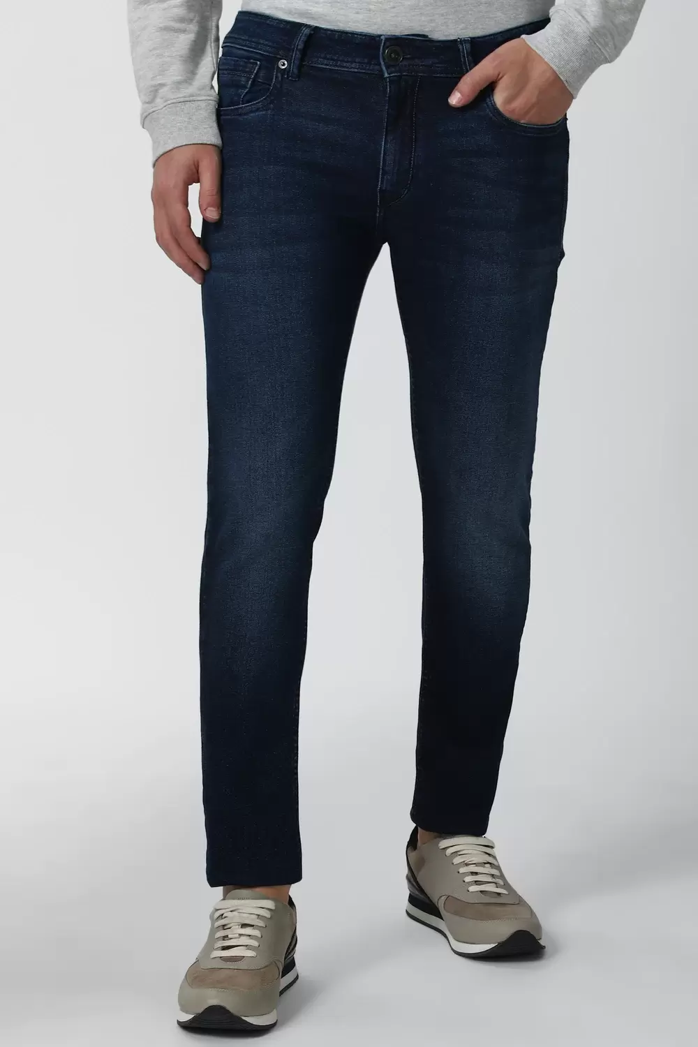 Peter England  Men Navy Dark Wash trendy Slim Fit Jeans