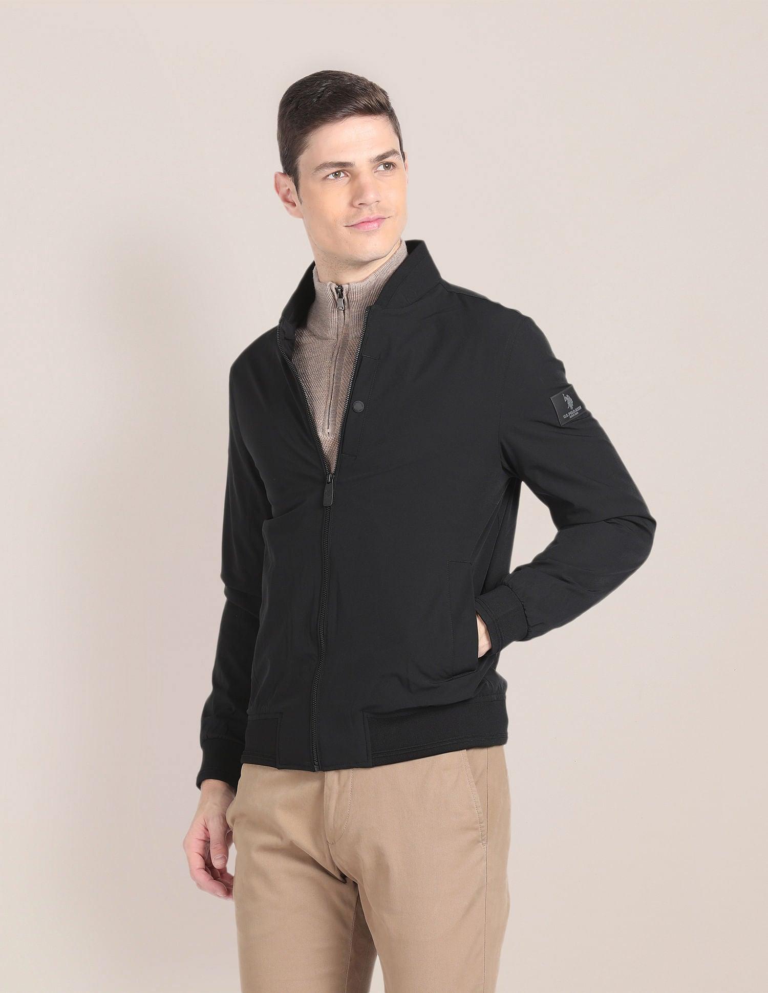 Bomber Windcheater Jacket For Men In Black